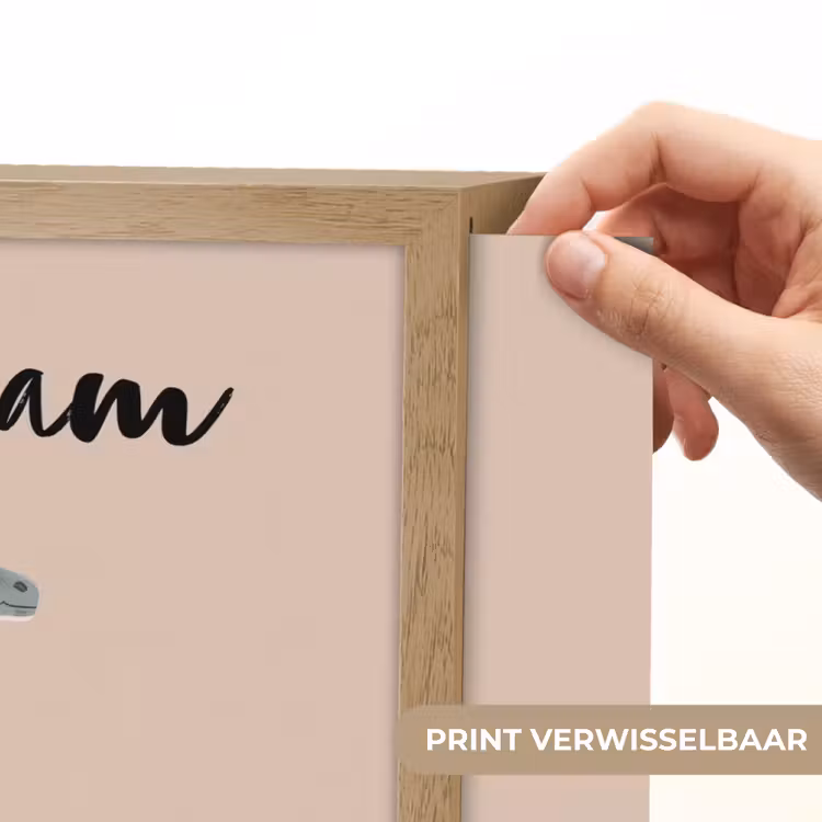 Dinosaurus - Planten - Beige - Minimalistisch Light Box met batterij (Wandlamp kind) middel -USP_websiteprintNL