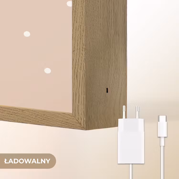 Dinosaurus - Planten - Stippen - Beige Light Box met batterij (Wandlamp kind) middel -USP_websiteoplaadbaarNL