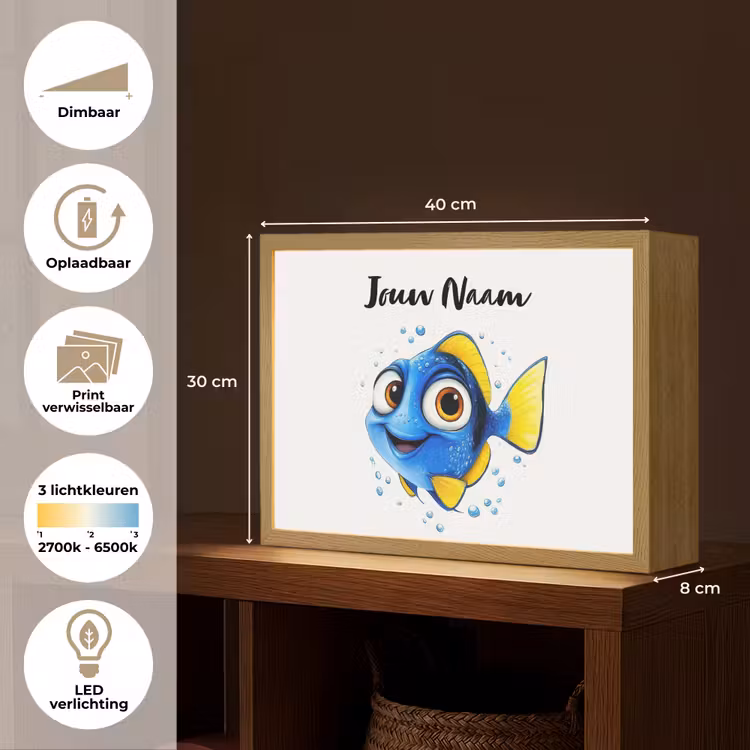 Doktersvis - Blauw - Vis - Spetters Light Box met batterij (Wandlamp kind) middel -USP_websiteoverzichtNL
