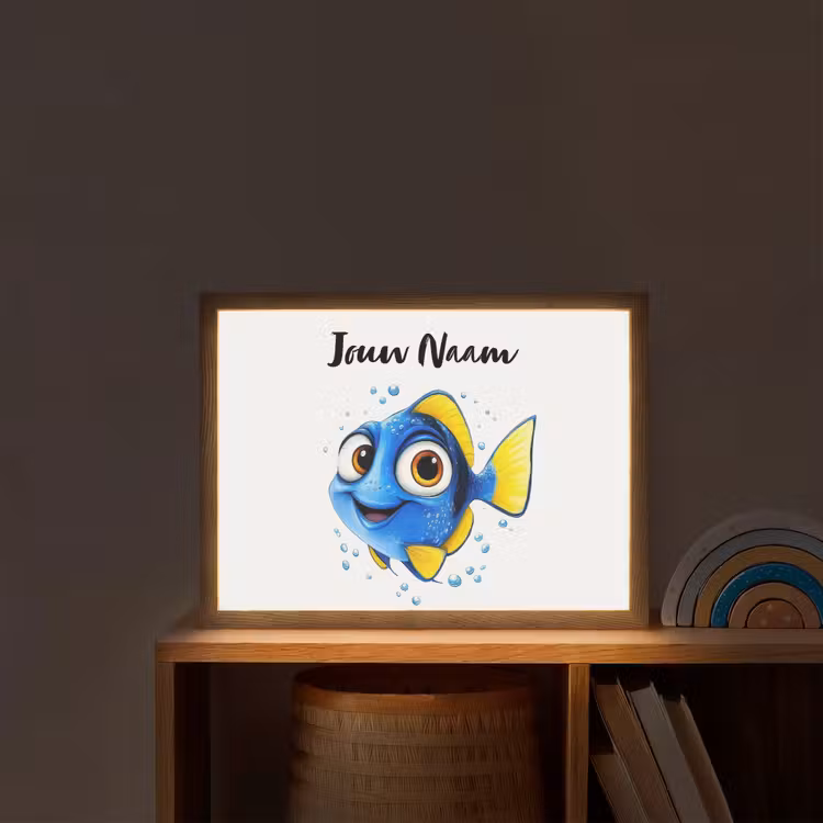 Doktersvis - Blauw - Vis - Spetters Light Box met batterij (Wandlamp kind) middel -sfeer1_kind