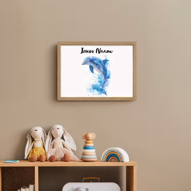 Dolfijn - Water - Blauw Light Box met batterij (Wandlamp kind) middel -sfeer2_kind