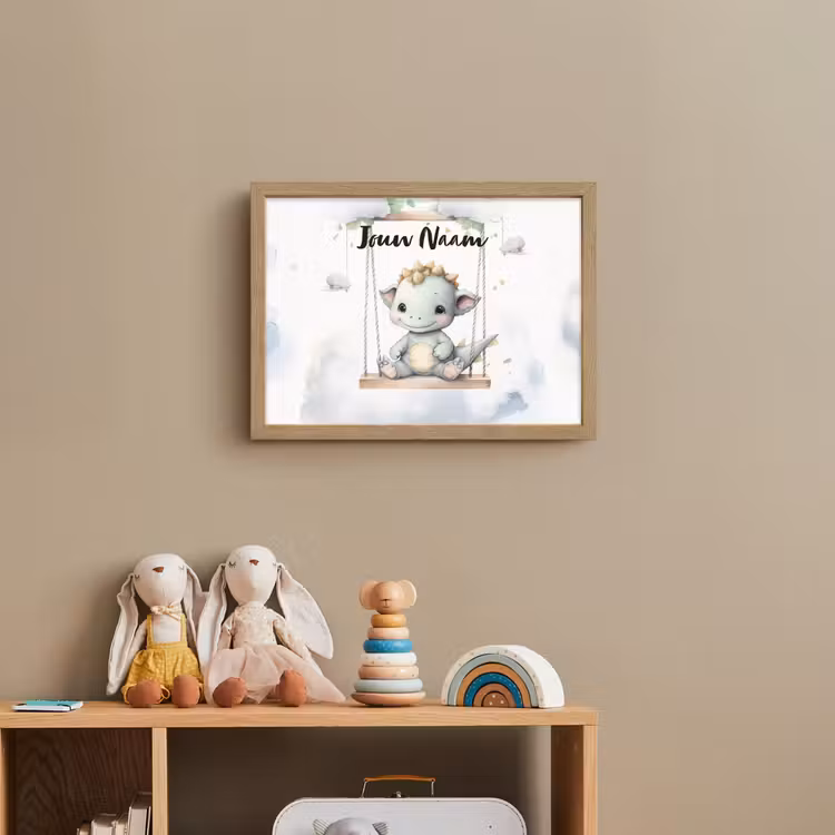 Draak - Baby dier - Kinderen Light Box met batterij (Wandlamp kind) middel -sfeer2_kind