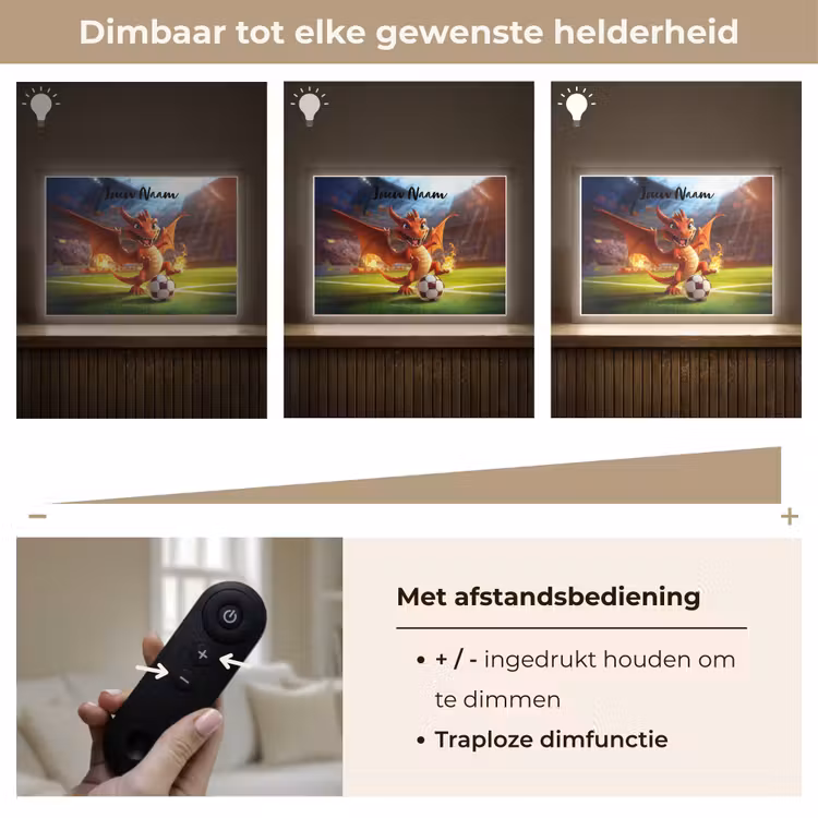 Draak - Voetbal - Vuur - Stadion Light Box met batterij (Wandlamp kind) middel -USP_dimbaarNL