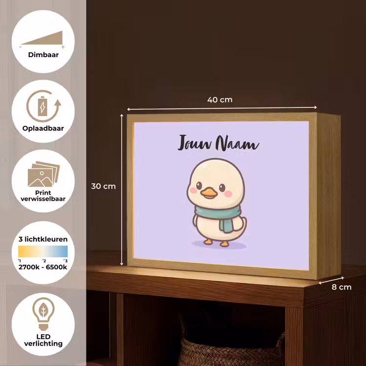 Eend - Paars - Sjaal Light Box met batterij (Wandlamp kind) middel -USP_websiteoverzichtNL