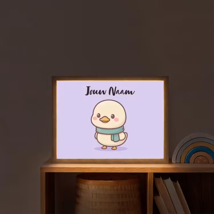 Eend - Paars - Sjaal Light Box met batterij (Wandlamp kind) middel -sfeer1_kind