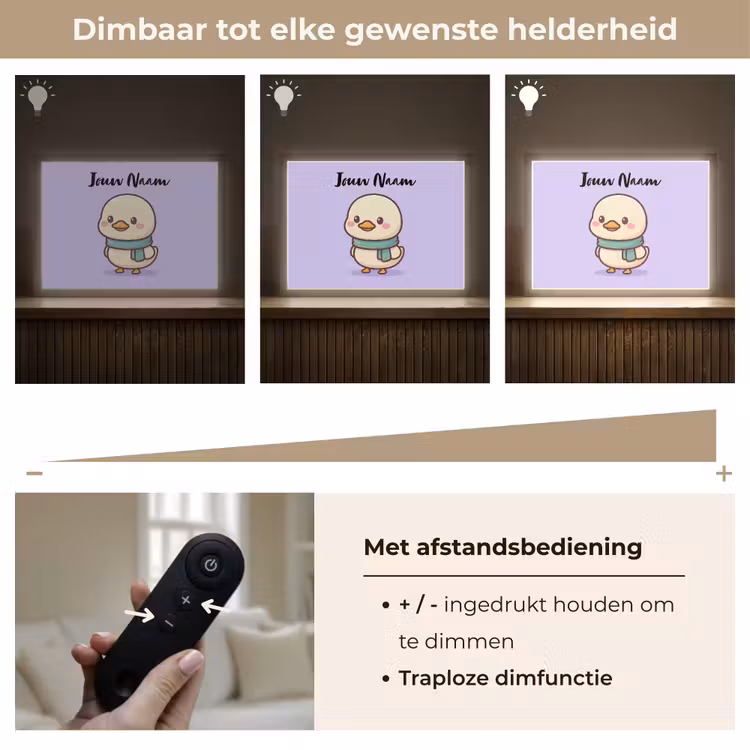 Eend - Paars - Sjaal Light Box met batterij (Wandlamp kind) middel -USP_dimbaarNL