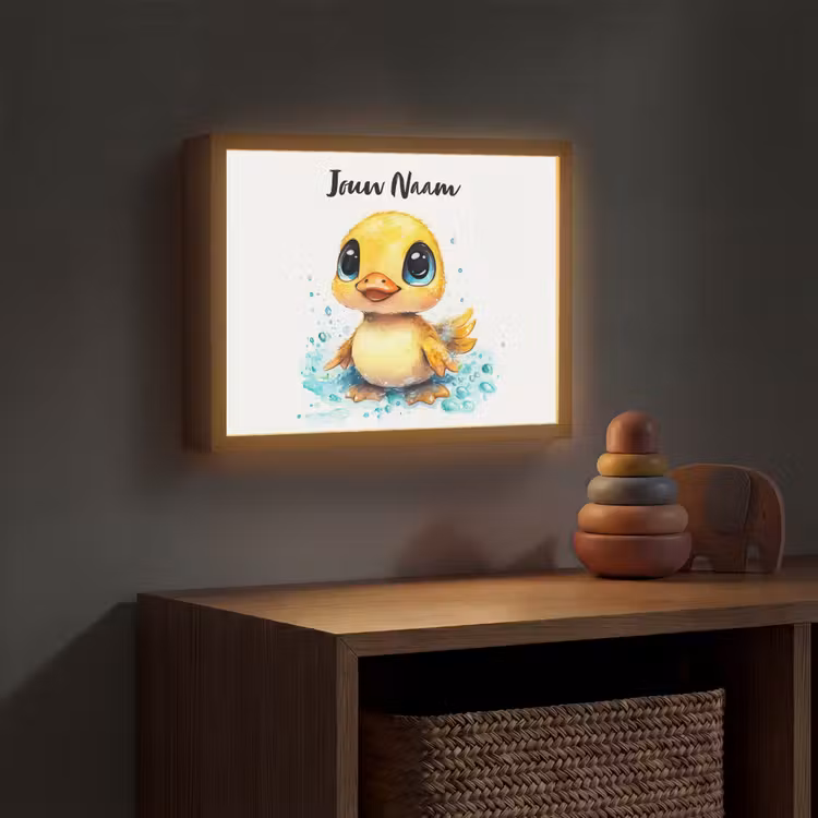 Eendje - Badeend - Geel Light Box met batterij (Wandlamp kind) middel -sfeer5_kind