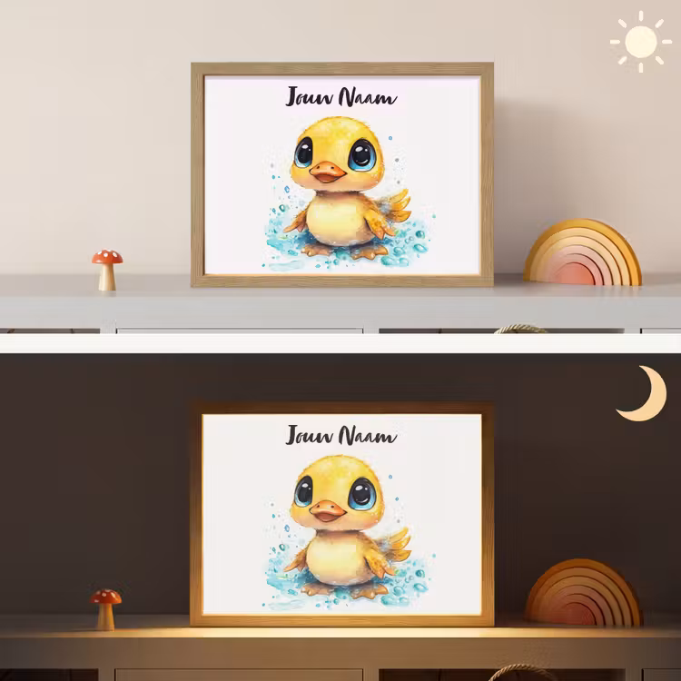 Eendje - Badeend - Geel Light Box met batterij (Wandlamp kind) middel -sfeer3_kind