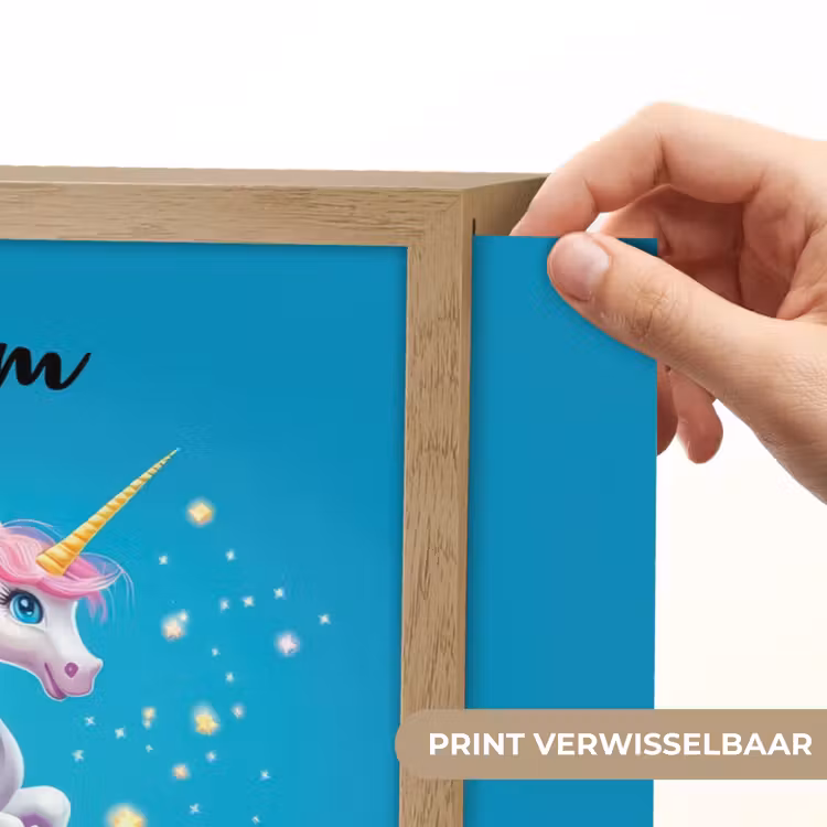 Eenhoorn - Fantasie - Kasteel Light Box met batterij (Wandlamp kind) middel -USP_websiteprintNL