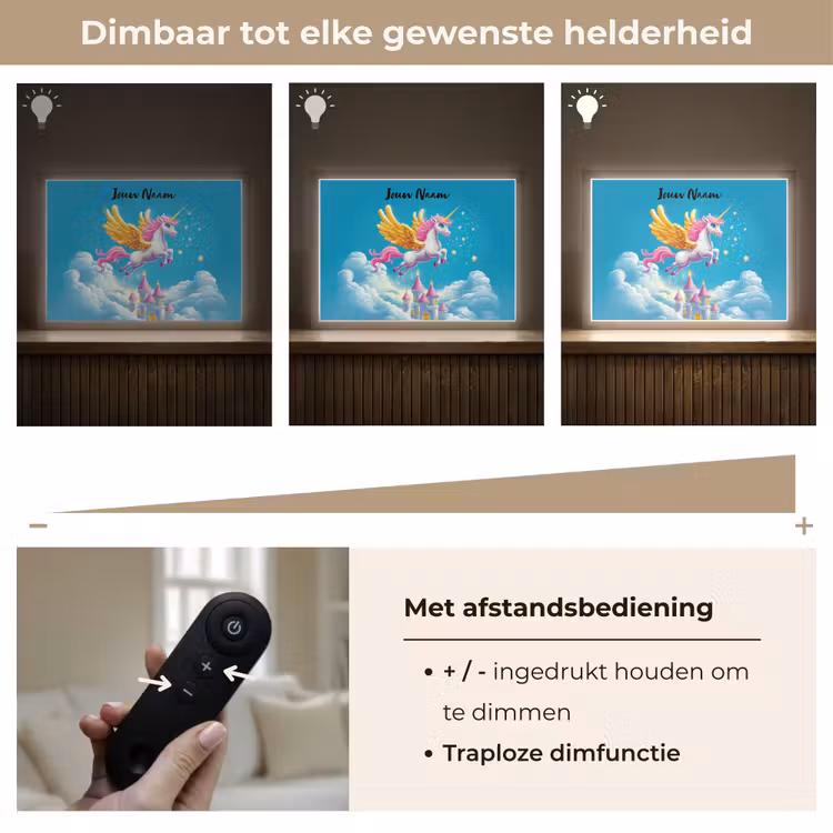 Eenhoorn - Fantasie - Kasteel Light Box met batterij (Wandlamp kind) middel -USP_dimbaarNL