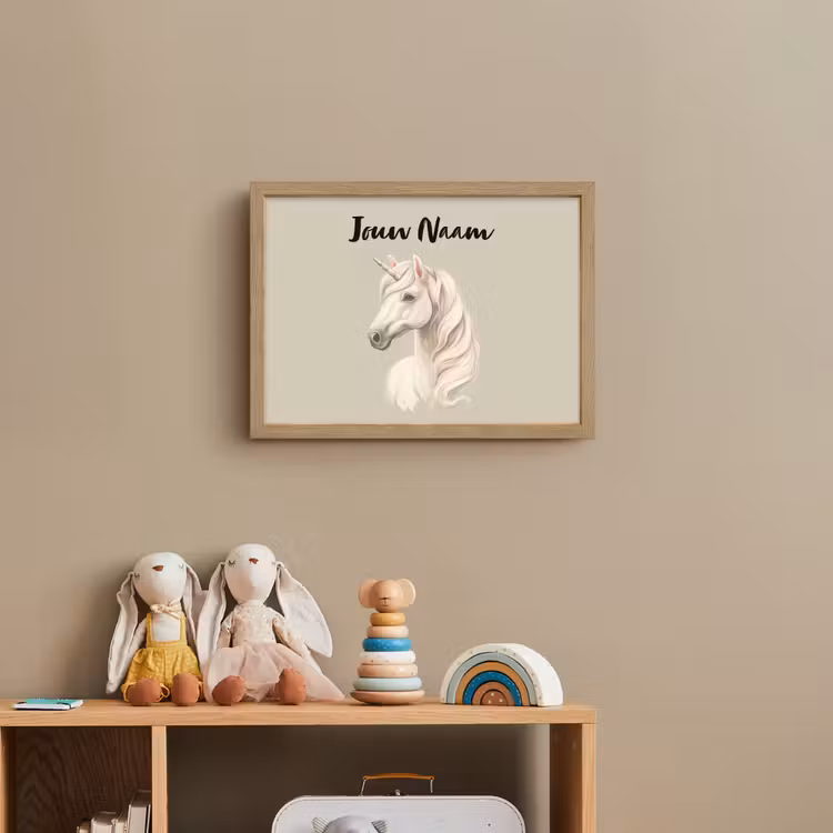 Eenhoorn - Manen - Golven - Wit Light Box met batterij (Wandlamp kind) middel -sfeer2_kind