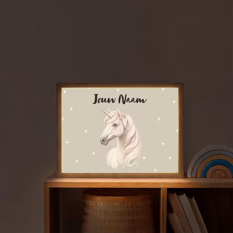 Eenhoorn - Manen - Stippen - Golven Light Box met batterij (Wandlamp kind) middel -sfeer1_kind