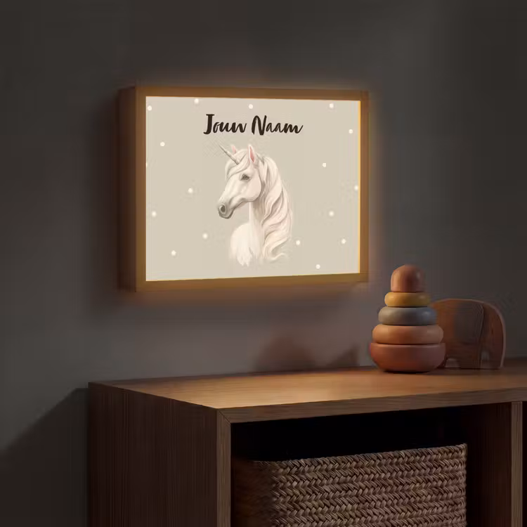 Eenhoorn - Manen - Stippen - Golven Light Box met batterij (Wandlamp kind) middel -sfeer5_kind