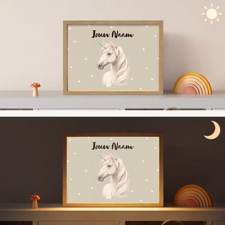 Eenhoorn - Manen - Stippen - Golven Light Box met batterij (Wandlamp kind) middel -sfeer3_kind