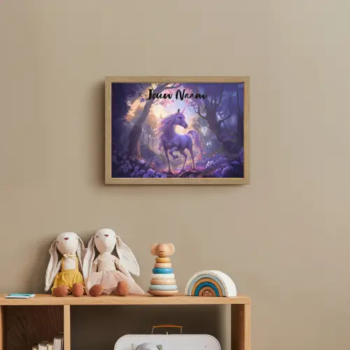 Eenhoorn - Paars - Sprookje - Fantasy dier Light Box met batterij (Wandlamp kind) middel -sfeer2_kind