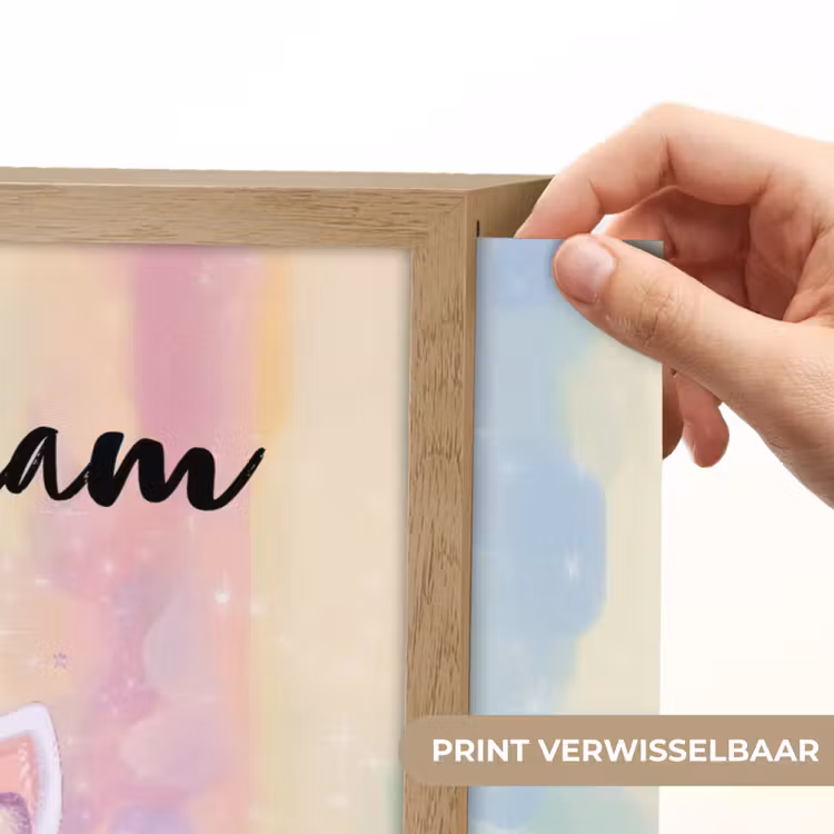 Eenhoorn - Pastel - Glitters - Regenboog Light Box met batterij (Wandlamp kind) middel -USP_websiteprintNL
