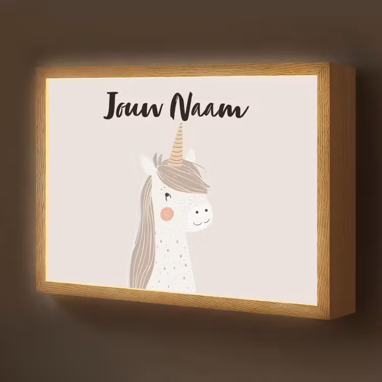 Eenhoorn - Pastel kleuren - Unicorn Light Box met batterij (Wandlamp kind) middel -z3d_website