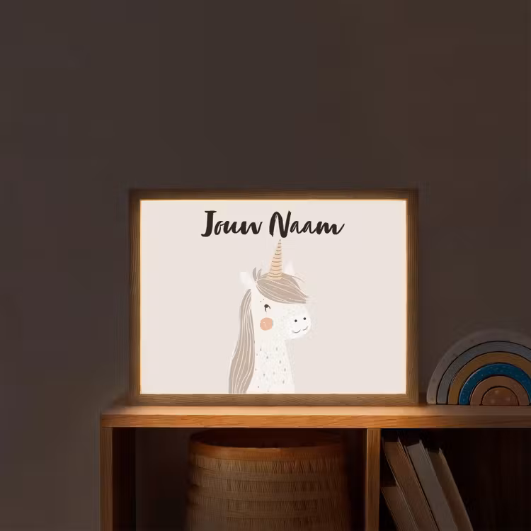 Eenhoorn - Pastel kleuren - Unicorn Light Box met batterij (Wandlamp kind) middel -sfeer1_kind