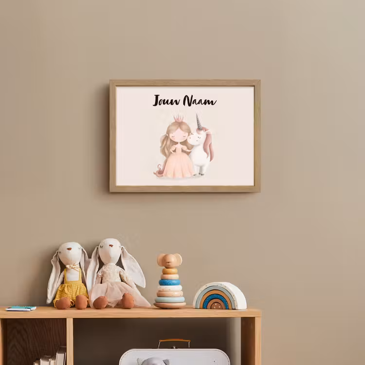Eenhoorn - Prinses - Kroon - Jurk Light Box met batterij (Wandlamp kind) middel -sfeer2_kind