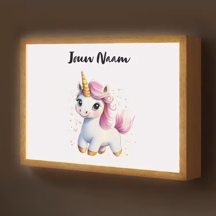 Eenhoorn - Roze - Magie Light Box met batterij (Wandlamp kind) middel -z3d_website