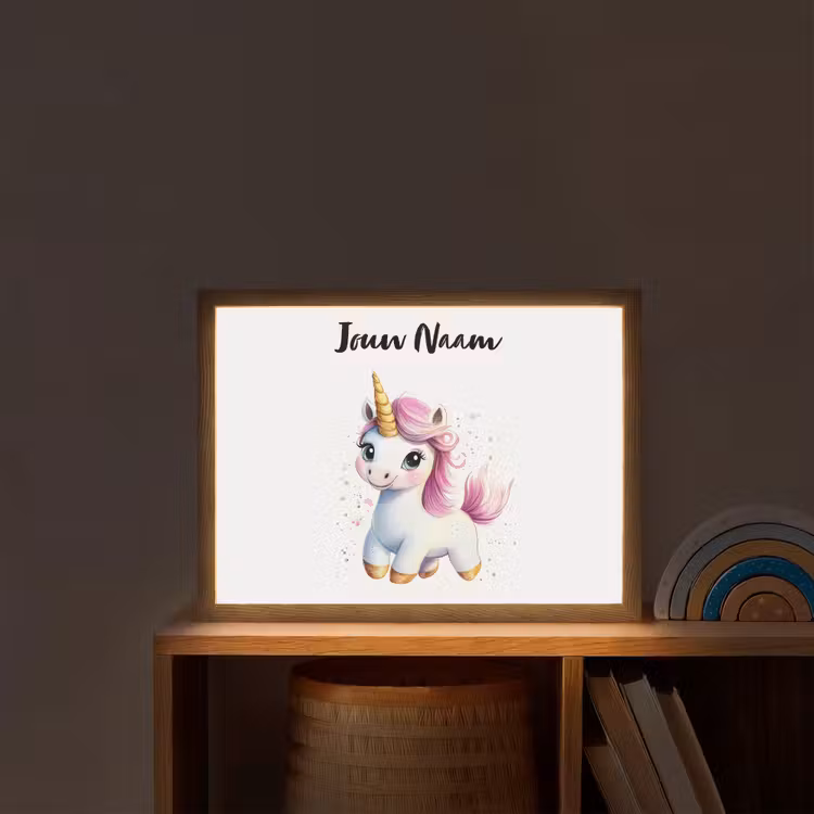 Eenhoorn - Roze - Magie Light Box met batterij (Wandlamp kind) middel -sfeer1_kind