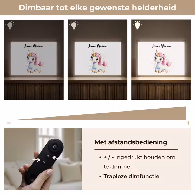 Eenhoorn - Roze - Magie Light Box met batterij (Wandlamp kind) middel -USP_dimbaarNL