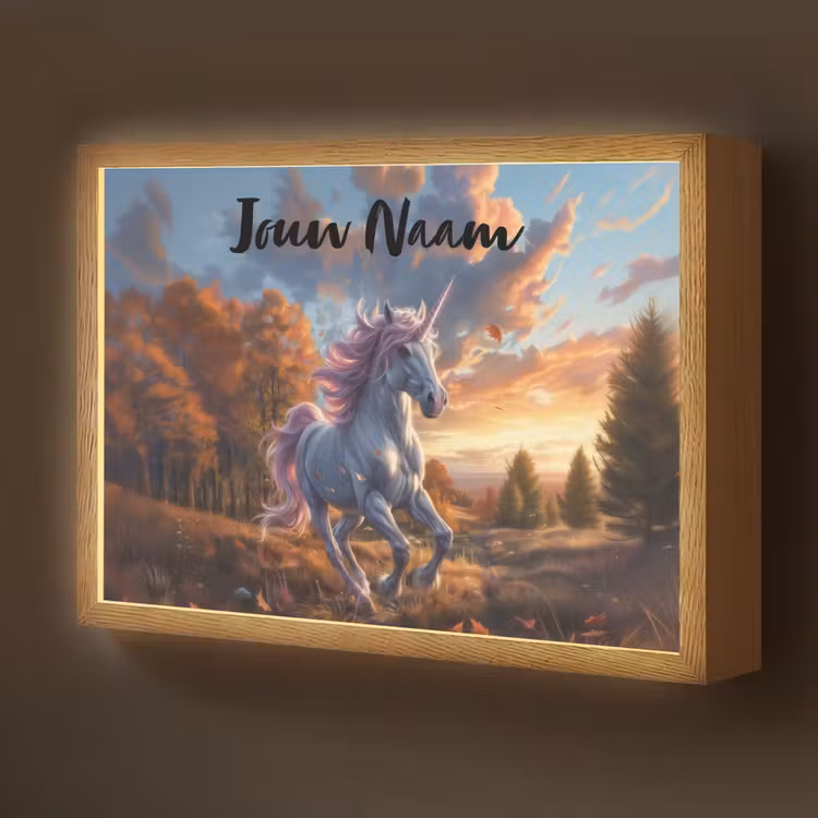 Eenhoorn - Sprookjes dier - Natuur - Meisjes Light Box met batterij (Wandlamp kind) middel -z3d_website