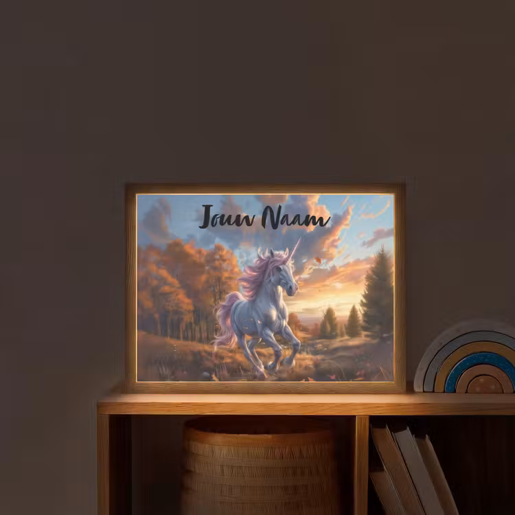 Eenhoorn - Sprookjes dier - Natuur - Meisjes Light Box met batterij (Wandlamp kind) middel -sfeer1_kind