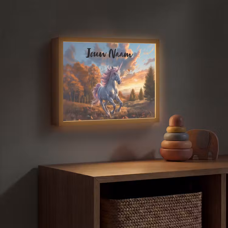 Eenhoorn - Sprookjes dier - Natuur - Meisjes Light Box met batterij (Wandlamp kind) middel -sfeer5_kind