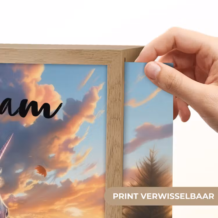 Eenhoorn - Sprookjes dier - Natuur - Meisjes Light Box met batterij (Wandlamp kind) middel -USP_websiteprintNL