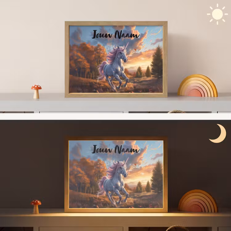 Eenhoorn - Sprookjes dier - Natuur - Meisjes Light Box met batterij (Wandlamp kind) middel -sfeer3_kind