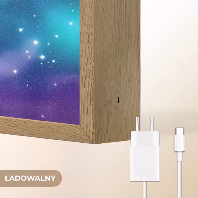 Eenhoorn - Sterrenhemel - Wimpers - Blauw Light Box met batterij (Wandlamp kind) middel -USP_websiteoplaadbaarNL