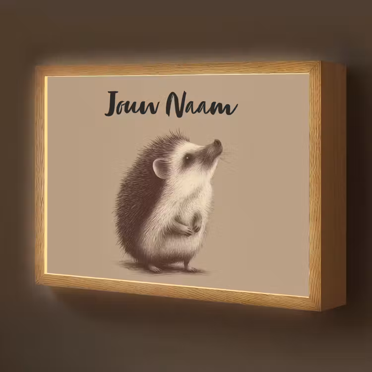 Egel - Snuitje - Bruin - Stekels Light Box met batterij (Wandlamp kind) middel -z3d_website