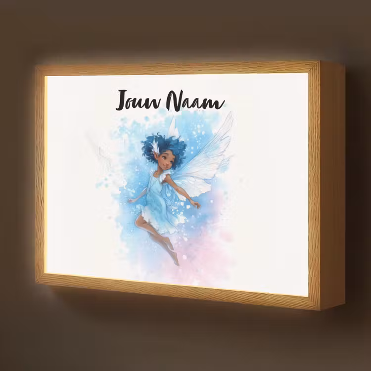 Elf - Blauw - Magie - Roze Light Box met batterij (Wandlamp kind) middel -z3d_website