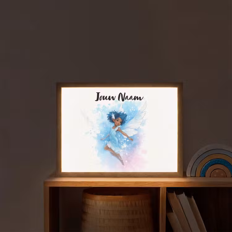 Elf - Blauw - Magie - Roze Light Box met batterij (Wandlamp kind) middel -sfeer1_kind