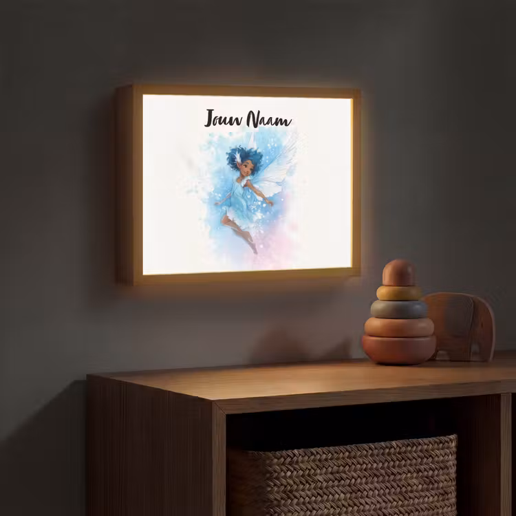 Elf - Blauw - Magie - Roze Light Box met batterij (Wandlamp kind) middel -sfeer5_kind