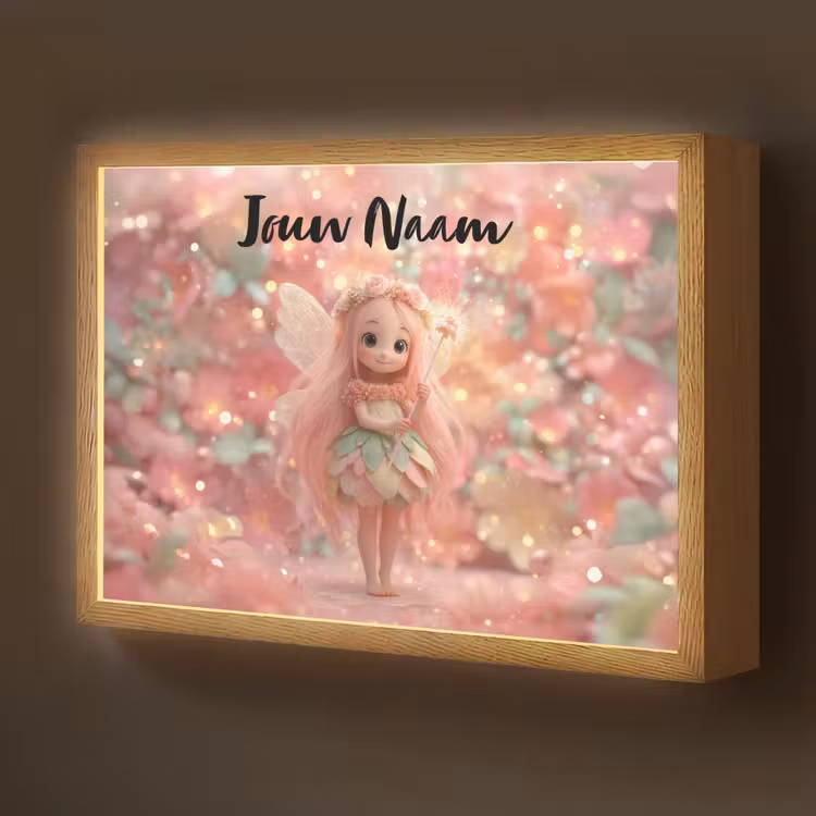 Fee - Bloemen - Roze Light Box met batterij (Wandlamp kind) middel -z3d_website