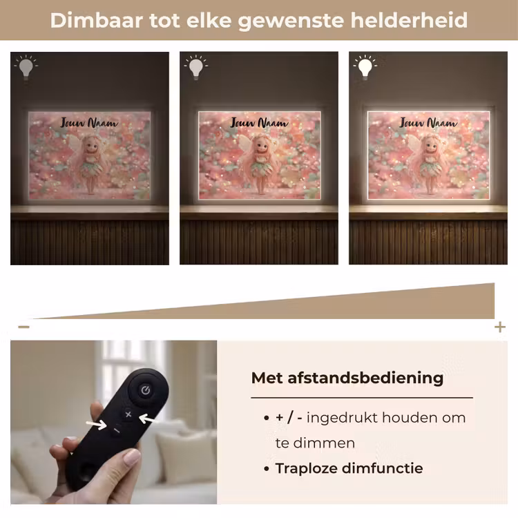 Fee - Bloemen - Roze Light Box met batterij (Wandlamp kind) middel -USP_dimbaarNL