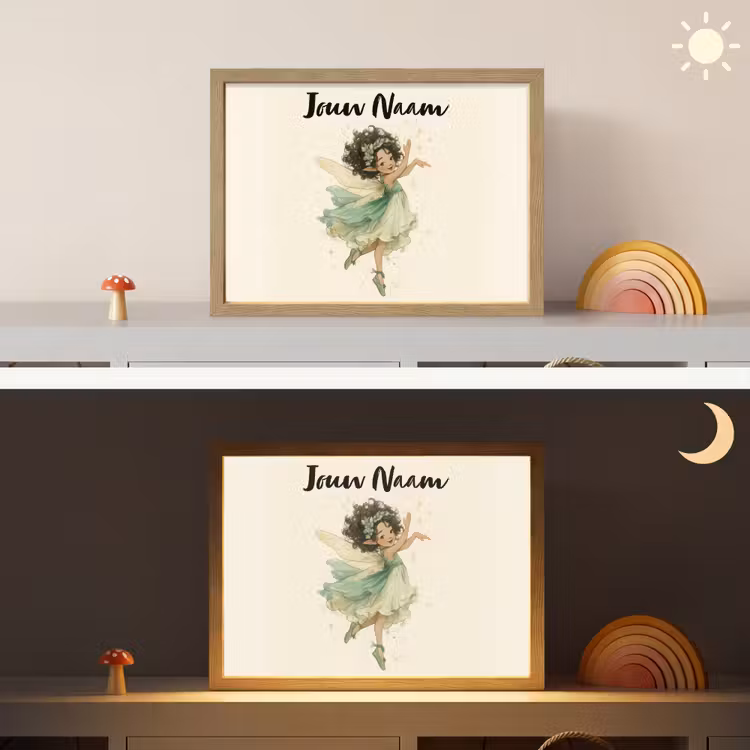 Fee - Groen - Magie Light Box met batterij (Wandlamp kind) middel -sfeer3_kind