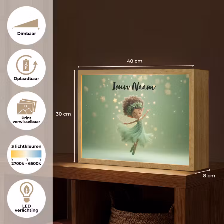 Fee - Groen - Sprookje - Sterren Light Box met batterij (Wandlamp kind) middel -USP_websiteoverzichtNL