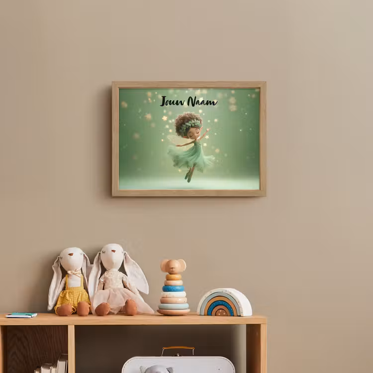 Fee - Groen - Sprookje - Sterren Light Box met batterij (Wandlamp kind) middel -sfeer2_kind