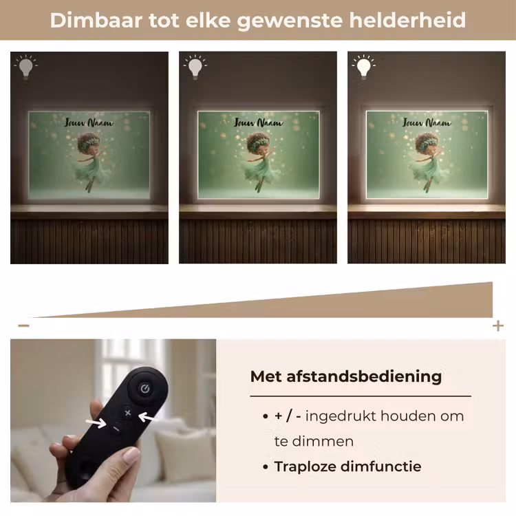 Fee - Groen - Sprookje - Sterren Light Box met batterij (Wandlamp kind) middel -USP_dimbaarNL