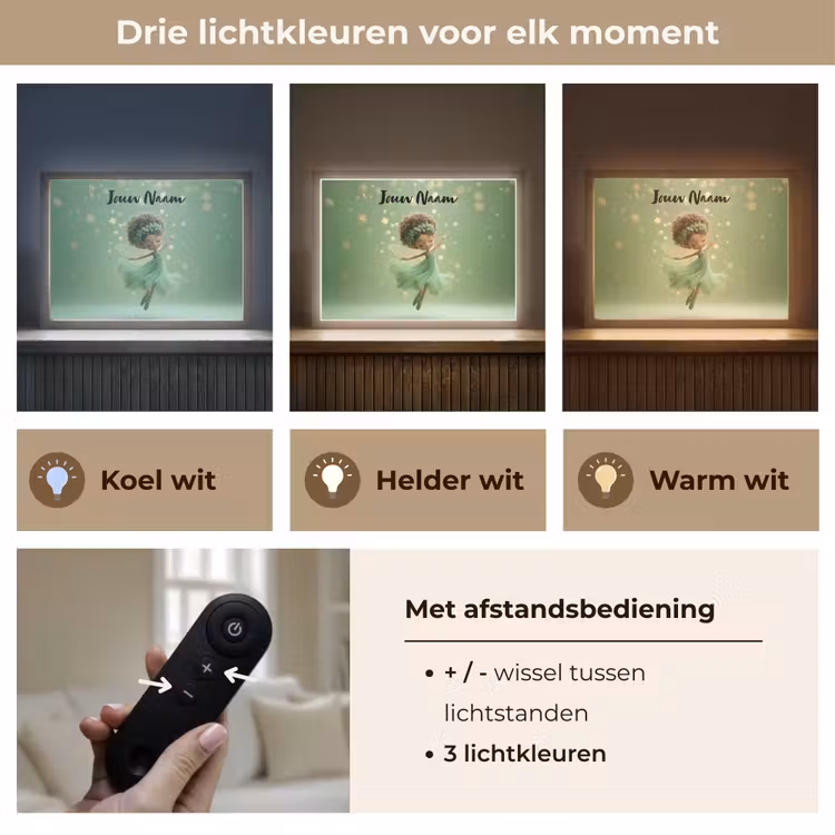 Fee - Groen - Sprookje - Sterren Light Box met batterij (Wandlamp kind) middel -USP_lichtkleurNL