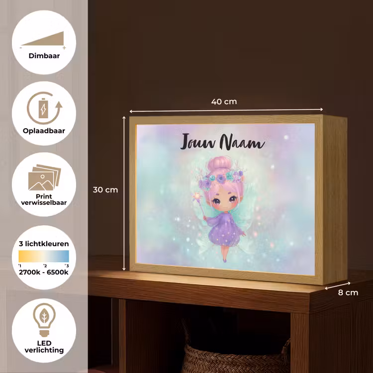 Fee - Paars - Glinsters Light Box met batterij (Wandlamp kind) middel -USP_websiteoverzichtNL