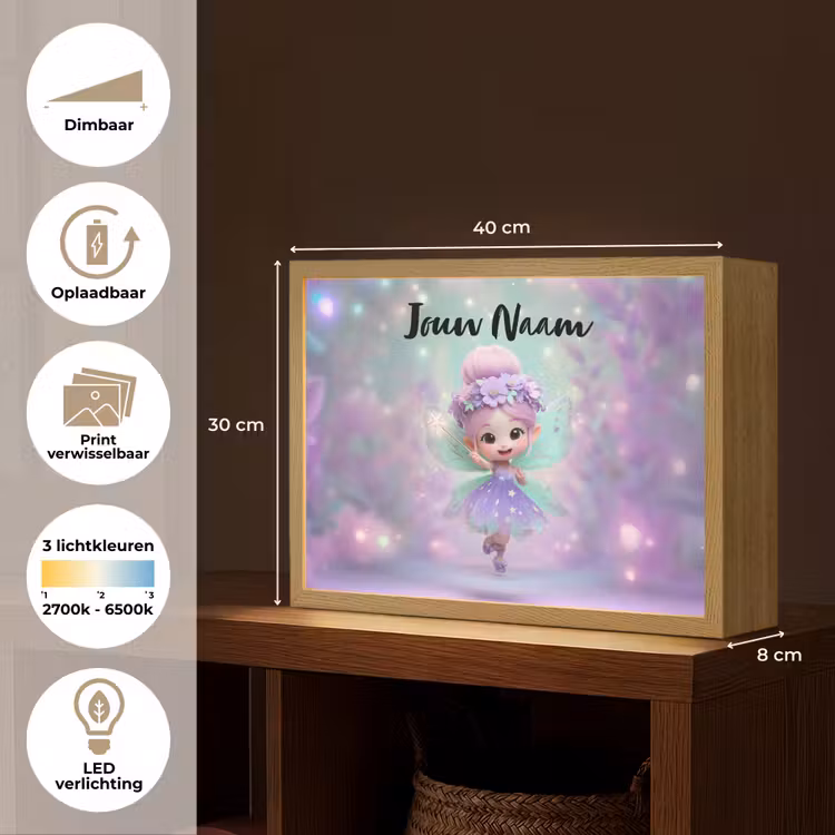 Fee - Paars - Sprookje Light Box met batterij (Wandlamp kind) middel -USP_websiteoverzichtNL