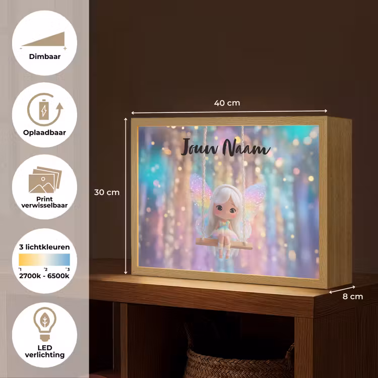 Fee - Schommel - Paars - Glinsters Light Box met batterij (Wandlamp kind) middel -USP_websiteoverzichtNL