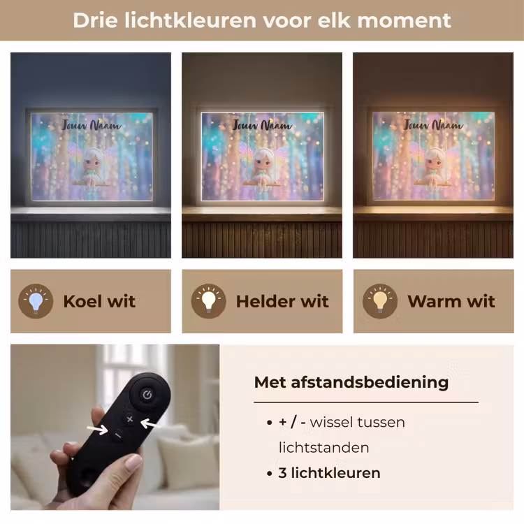 Fee - Schommel - Paars - Glinsters Light Box met batterij (Wandlamp kind) middel -USP_lichtkleurNL