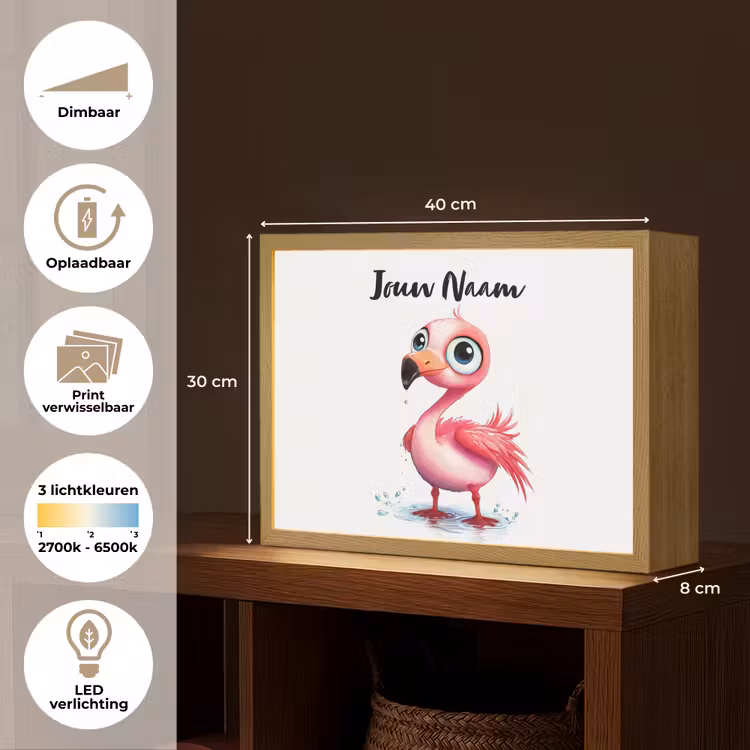 Flamingo - Roze - Water Light Box met batterij (Wandlamp kind) middel -USP_websiteoverzichtNL