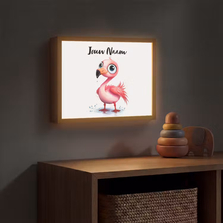 Flamingo - Roze - Water Light Box met batterij (Wandlamp kind) middel -sfeer5_kind
