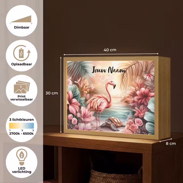 Flamingo - Schildpad - Roze Light Box met batterij (Wandlamp kind) middel -USP_websiteoverzichtNL